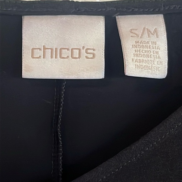 Chico’s Black Cold Shoulder Top Size S/M - Picture 4 of 6